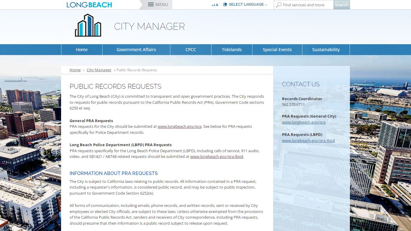Public Records Requests - City of Long Beach