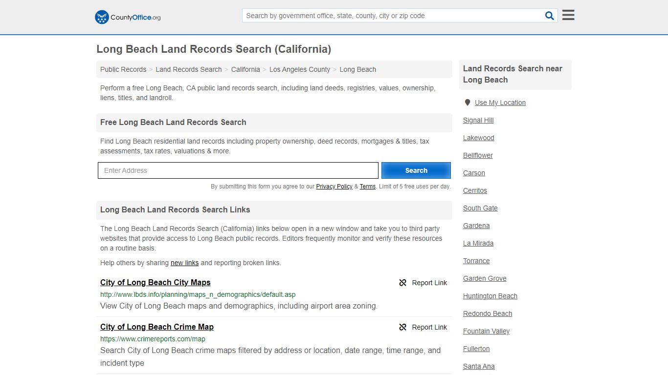 Land Records Search - Long Beach, CA (Deeds, GIS Maps ...