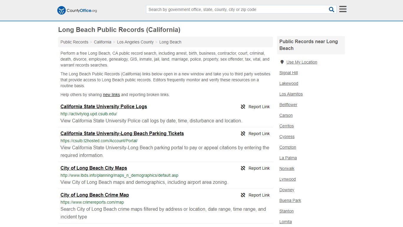 Public Records - Long Beach, CA (Business, Criminal, GIS ...